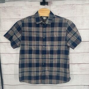 Carbon 2 Cobalt‎ Plaid Shirt Large Short Sleeve Button Up Casual Cotton